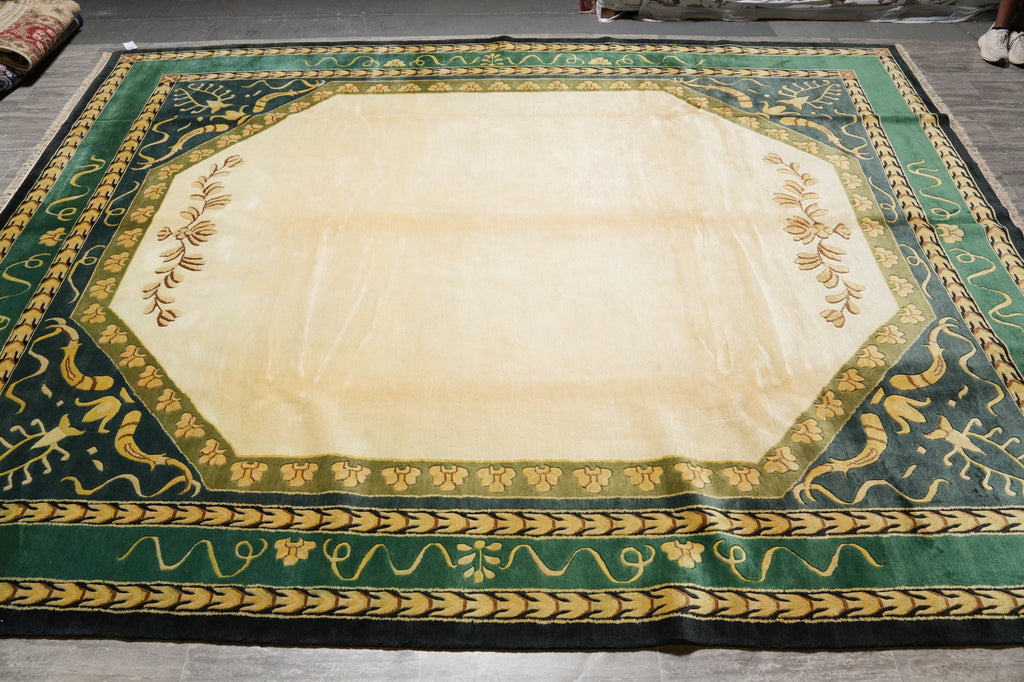 10.5 x 13.10 Transitional Handmade Wool Rug Plain Field #F-4405