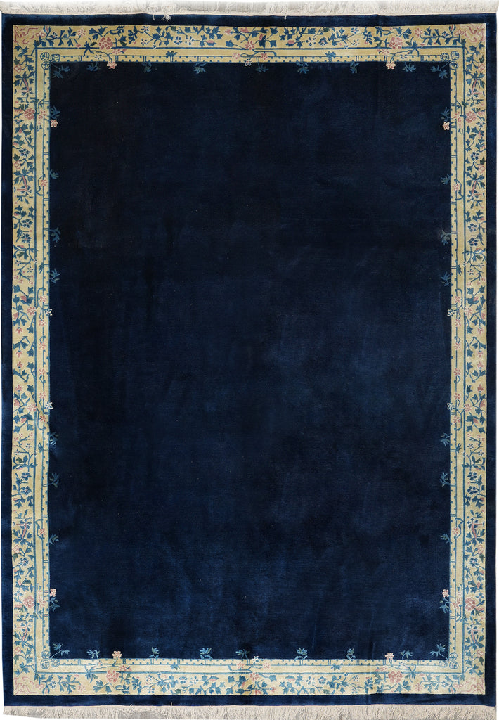 10 x 13.8 Plain Field Dark Blue Handmade Rug Modern Transitional #F-4406