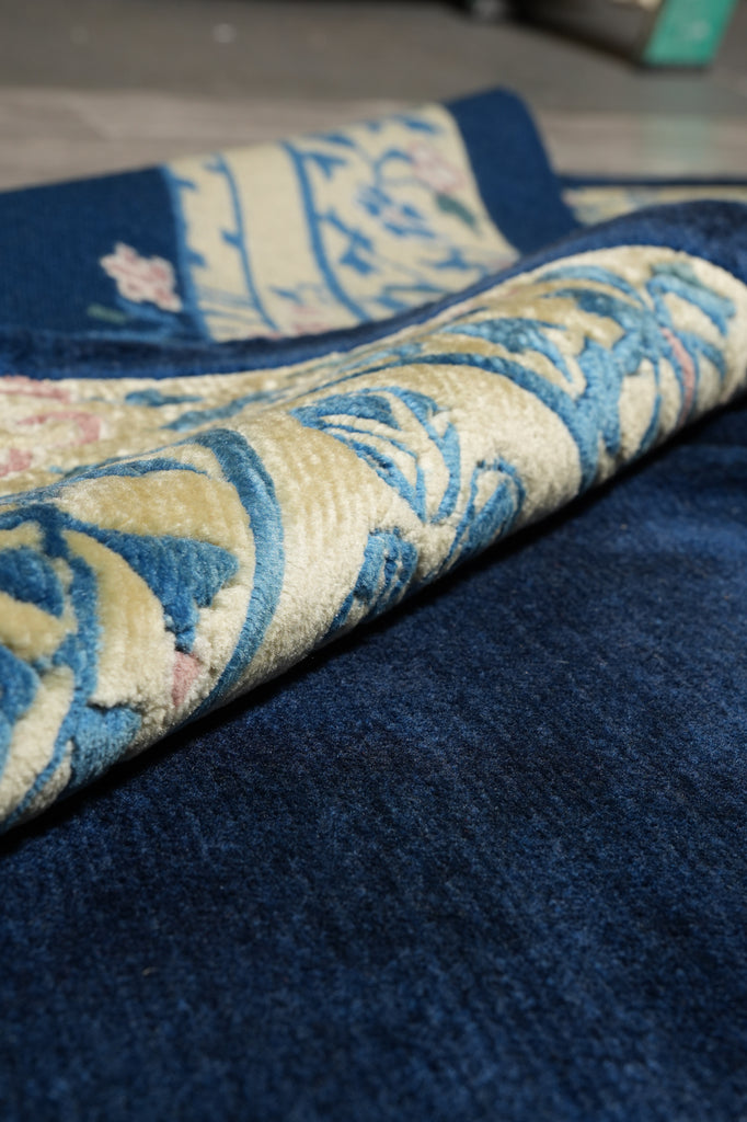 10 x 13.8 Plain Field Dark Blue Handmade Rug Modern Transitional #F-4406