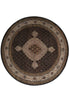 Load image into Gallery viewer, 6.8 x 6.8 Round Quality Wool and Silk Rug Black #F-4059