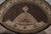 Load image into Gallery viewer, 6.8 x 6.8 Round Quality Wool and Silk Rug Black #F-4059