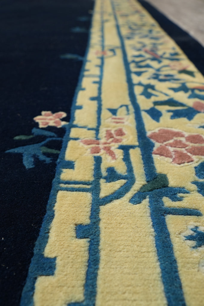 10 x 13.8 Plain Field Dark Blue Handmade Rug Modern Transitional #F-4406