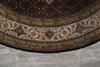 Load image into Gallery viewer, 6.8 x 6.8 Round Quality Wool and Silk Rug Black #F-4059