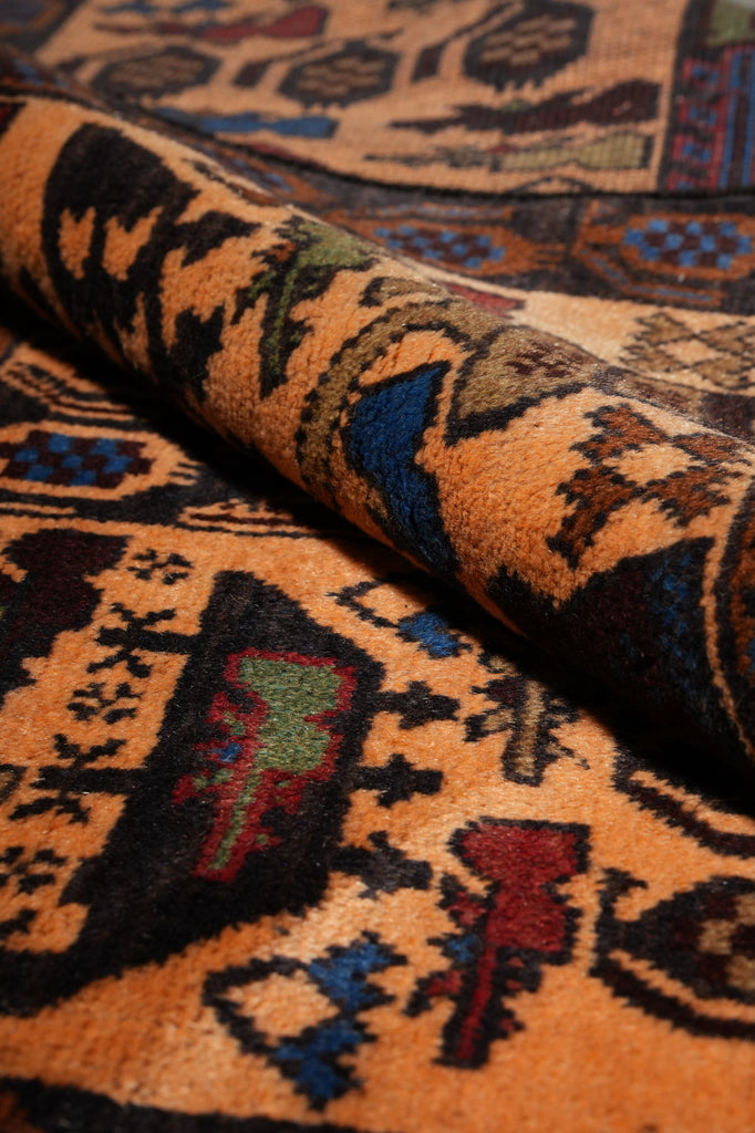 3.8 x 6.4 Brown Wool Afghan Baluch Rug #F-3239