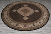 Load image into Gallery viewer, 6.8 x 6.8 Round Quality Wool and Silk Rug Black #F-4059