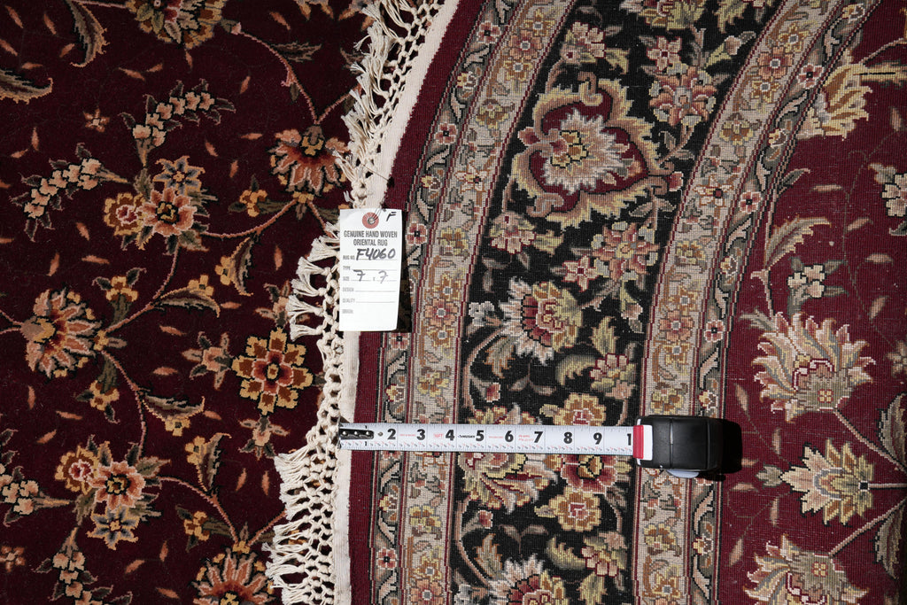 7.0 x 7.0 Round Wool and Silk High Quality Rug #F-4060