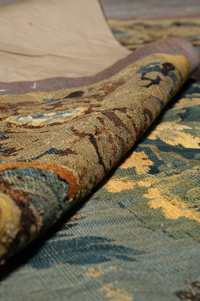 4.8 x 8 Authentic French ANTIQUE Tapestry Scenery 100 Years Old #F-3029