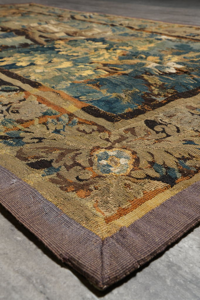 4.8 x 8 Authentic French ANTIQUE Tapestry Scenery 100 Years Old #F-3029