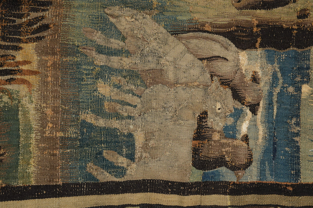 4.8 x 8 Authentic French ANTIQUE Tapestry Scenery 100 Years Old #F-3029