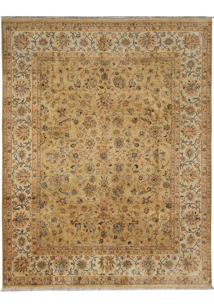 8x10 Quality Handmade Jaipour Rug Dense Wool Neutral Gold #F-4403
