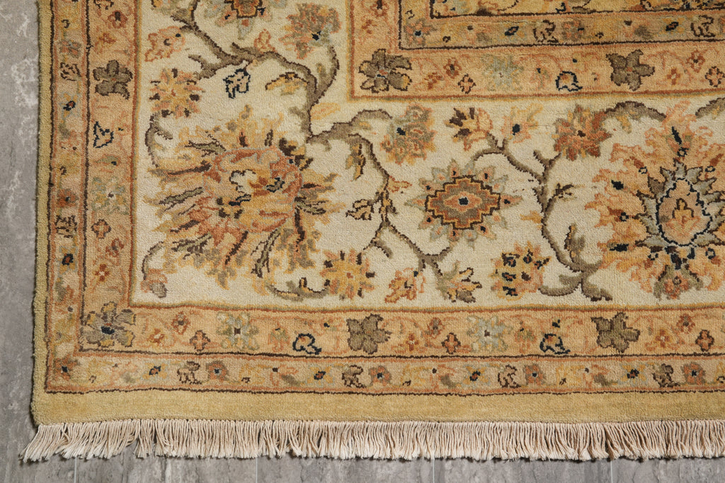 8x10 Quality Handmade Jaipour Rug Dense Wool Neutral Gold #F-4403