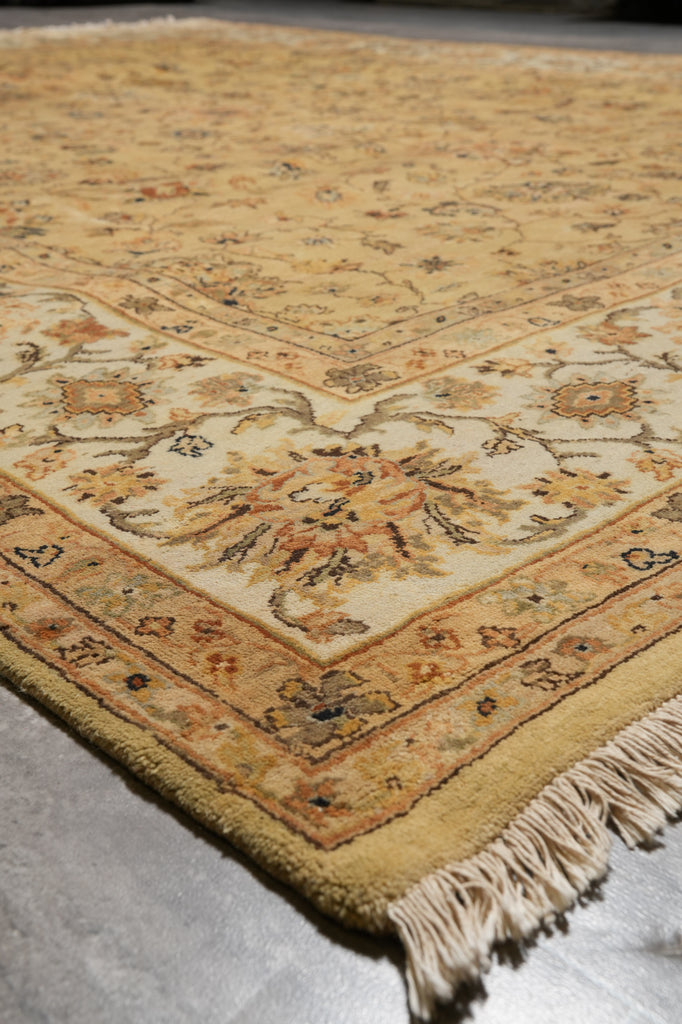 8x10 Quality Handmade Jaipour Rug Dense Wool Neutral Gold #F-4403