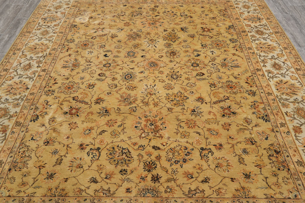 8x10 Quality Handmade Jaipour Rug Dense Wool Neutral Gold #F-4403
