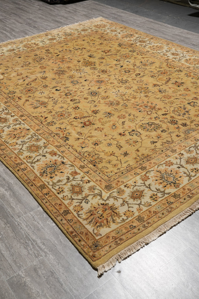 8x10 Quality Handmade Jaipour Rug Dense Wool Neutral Gold #F-4403