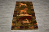 Load image into Gallery viewer, 3.7 x 6.9 Lion Horse Cow Tribal Rug #F-3235