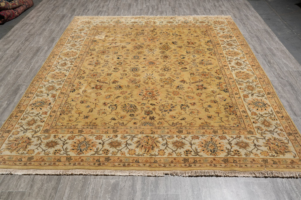 8x10 Quality Handmade Jaipour Rug Dense Wool Neutral Gold #F-4403