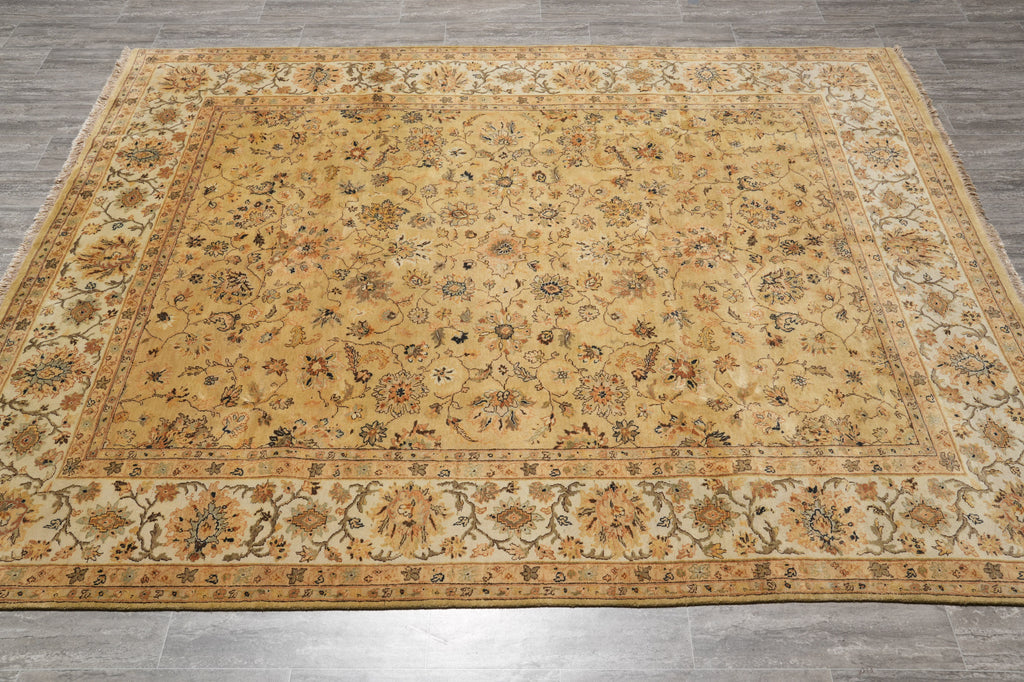 8x10 Quality Handmade Jaipour Rug Dense Wool Neutral Gold #F-4403