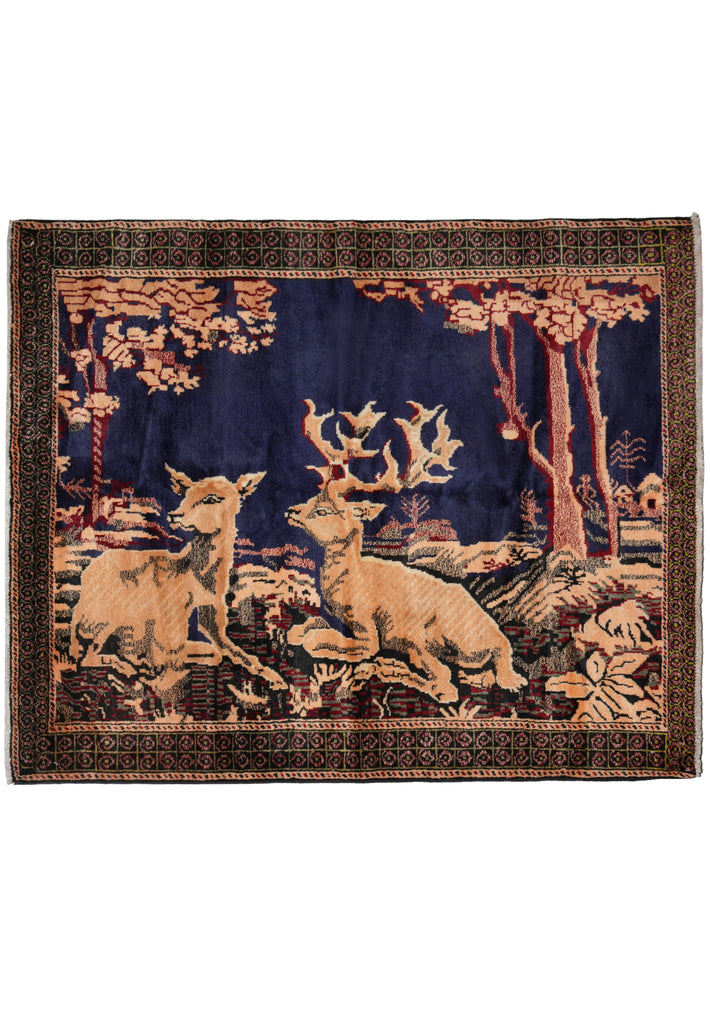 4 x 4.6 Love Deers Tribal Handmade Rug #F-3237