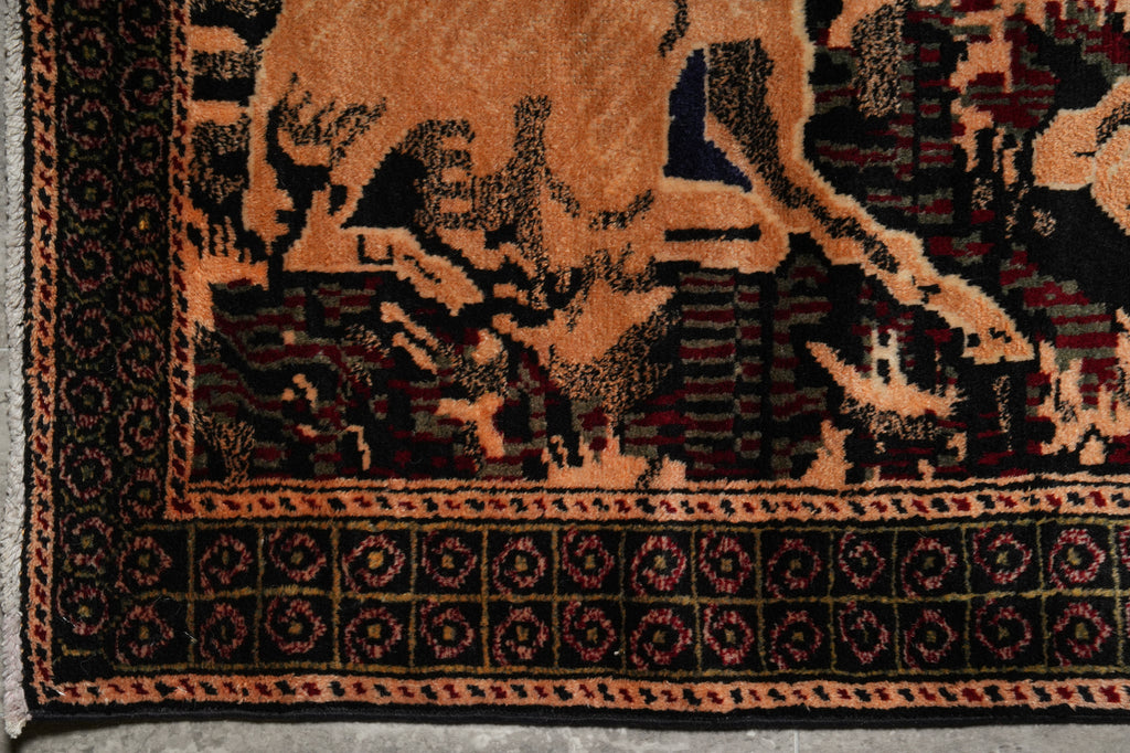 4 x 4.6 Love Deers Tribal Handmade Rug #F-3237