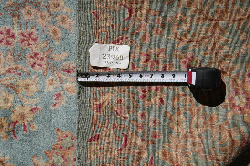 11 x 19 Authentic Antique Persian Kerman Estate Rug Light blue #23960