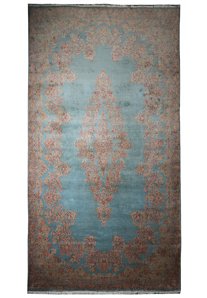 11 x 19 Authentic Antique Persian Kerman Estate Rug Light blue #23960