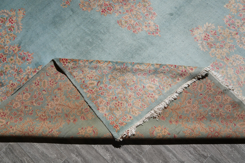 11 x 19 Authentic Antique Persian Kerman Estate Rug Light blue #23960