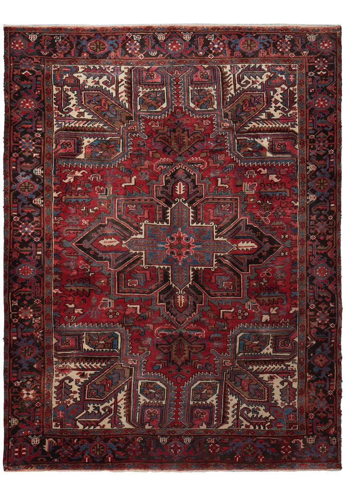 8 x 9.8 Semi Antique Persian Heriz Iran Rug #B-73869