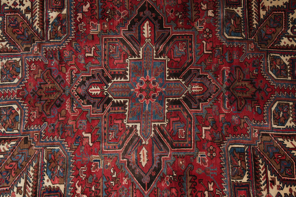 8 x 9.8 Semi Antique Persian Heriz Iran Rug #B-73869