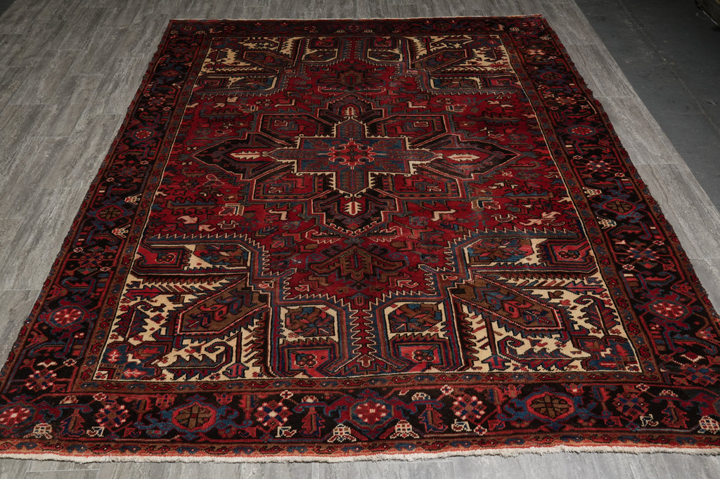 8 x 9.8 Semi Antique Persian Heriz Iran Rug #B-73869