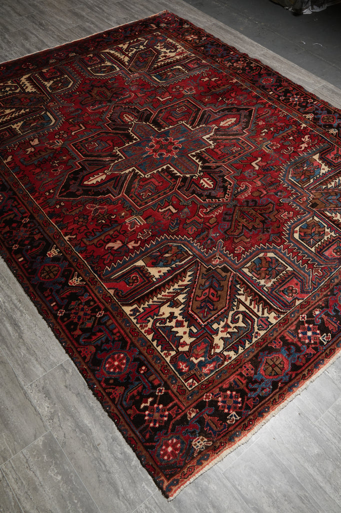 8 x 9.8 Semi Antique Persian Heriz Iran Rug #B-73869