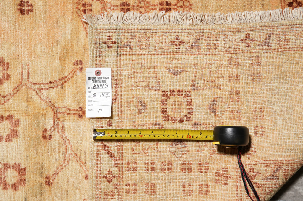 8 x 9.9 Chobi Peshawar Zigler Rug Neutrals Light Green #PIX-4143