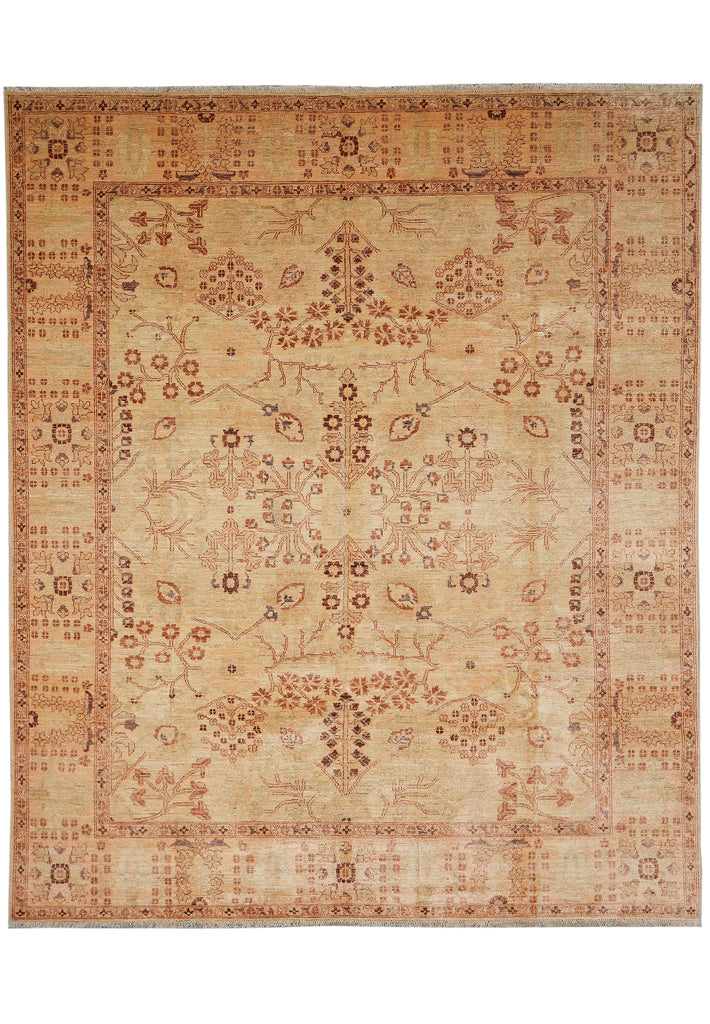 8 x 9.9 Chobi Peshawar Zigler Rug Neutrals Light Green #PIX-4143
