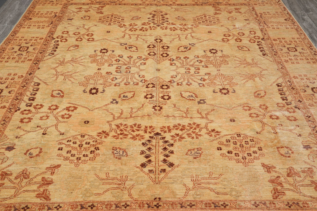 8 x 9.9 Chobi Peshawar Zigler Rug Neutrals Light Green #PIX-4143
