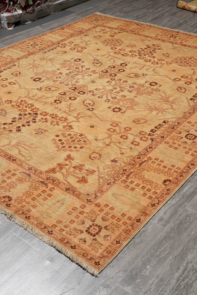 8 x 9.9 Chobi Peshawar Zigler Rug Neutrals Light Green #PIX-4143