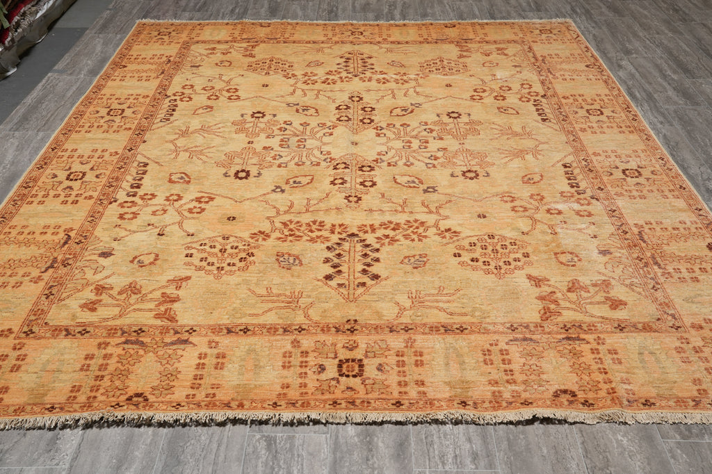 8 x 9.9 Chobi Peshawar Zigler Rug Neutrals Light Green #PIX-4143