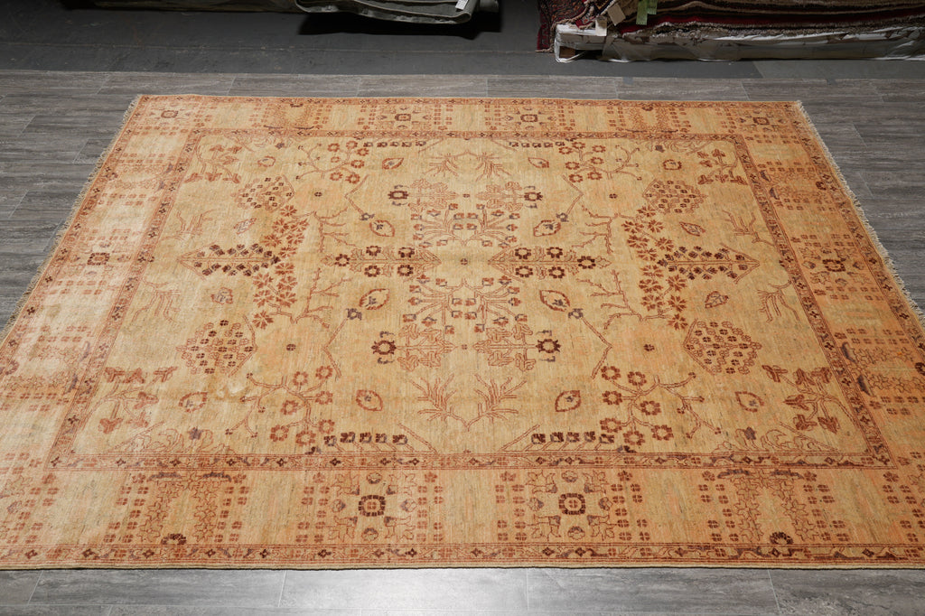 8 x 9.9 Chobi Peshawar Zigler Rug Neutrals Light Green #PIX-4143