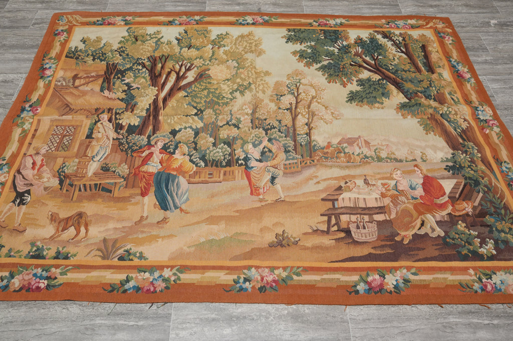 6 x 8 Handmade Pictorial Tapestry 17th Century French Pattern Scenery Rug #PIX-14474