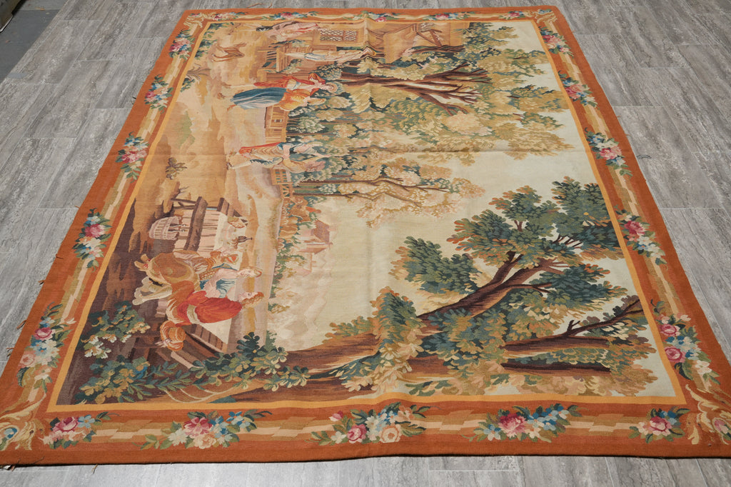 6 x 8 Handmade Pictorial Tapestry 17 Th Century French Pattern Area Rug
