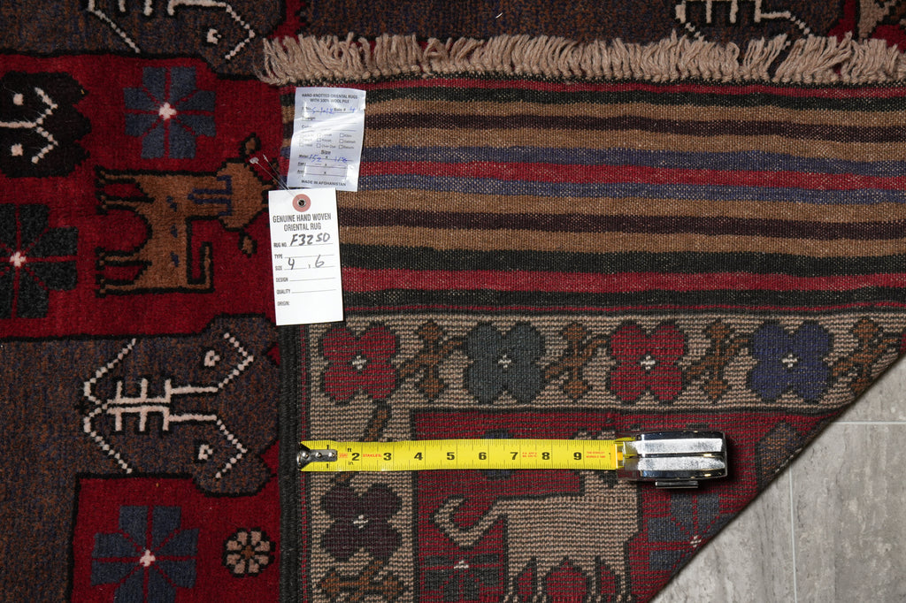 4 x 6 Handmade Afghan Village Art and Craft Rug Animal Pattern Tribal Pictorial Carpet #F-3250