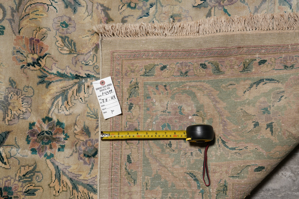 7.8 x 10.9 Chobi Peshawar Rug Tan With Green #F-4399