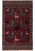 Load image into Gallery viewer, 4 x 6 Handmade Afghan Village Art and Craft Rug Animal Pattern Tribal Pictorial Carpet #F-3250