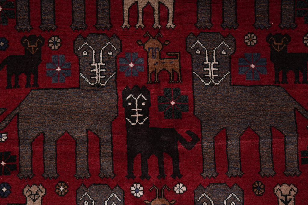 4 x 6 Handmade Afghan Village Art and Craft Rug Animal Pattern Tribal Pictorial Carpet #F-3250