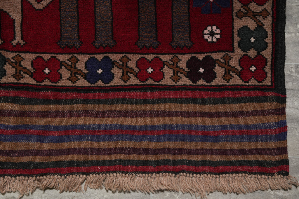 4 x 6 Handmade Afghan Village Art and Craft Rug Animal Pattern Tribal Pictorial Carpet #F-3250