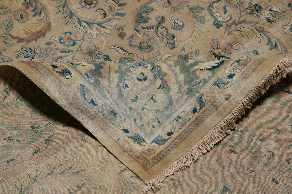 7.8 x 10.9 Chobi Peshawar Rug Tan With Green #F-4399