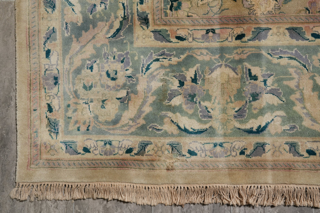 7.8 x 10.9 Chobi Peshawar Rug Tan With Green #F-4399