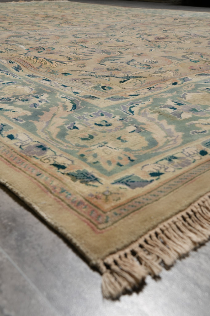 7.8 x 10.9 Chobi Peshawar Rug Tan With Green #F-4399