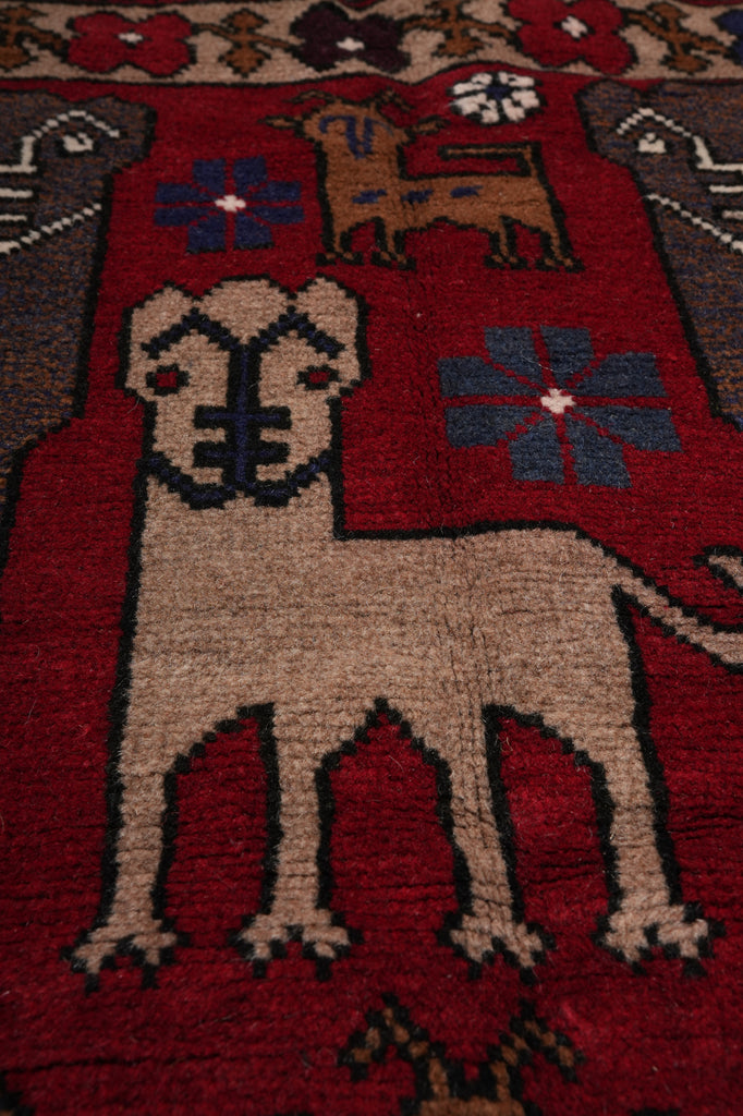 4 x 6 Handmade Afghan Village Art and Craft Rug Animal Pattern Tribal Pictorial Carpet #F-3250