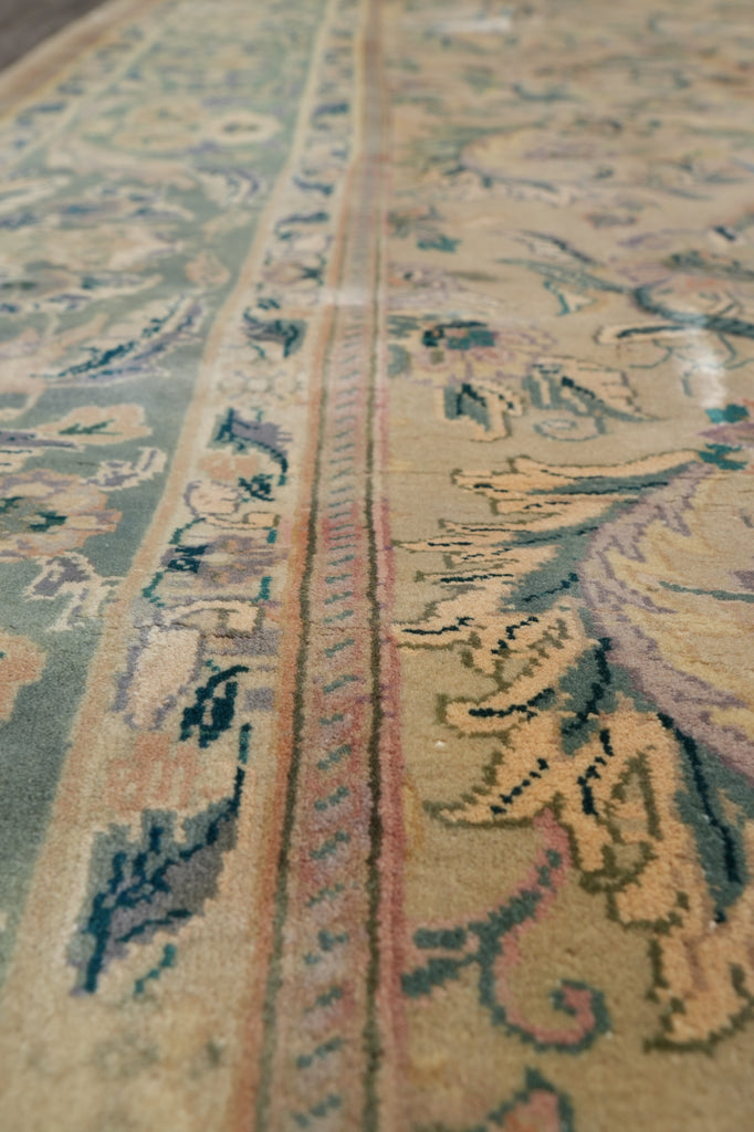 7.8 x 10.9 Chobi Peshawar Rug Tan With Green #F-4399