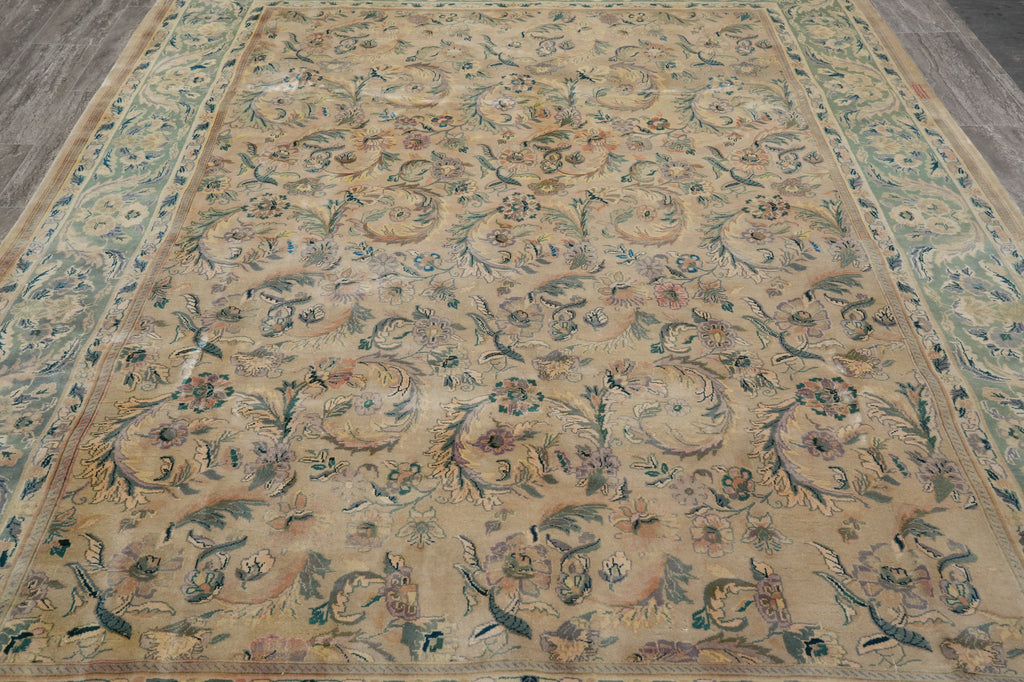 7.8 x 10.9 Chobi Peshawar Rug Tan With Green #F-4399
