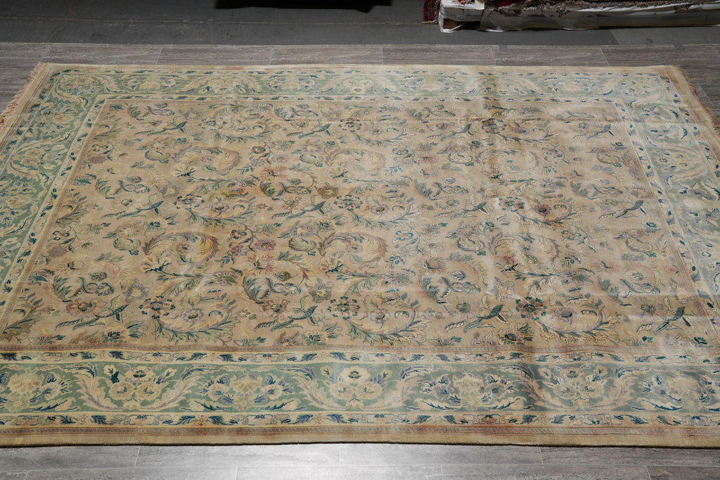 7.8 x 10.9 Chobi Peshawar Rug Tan With Green #F-4399
